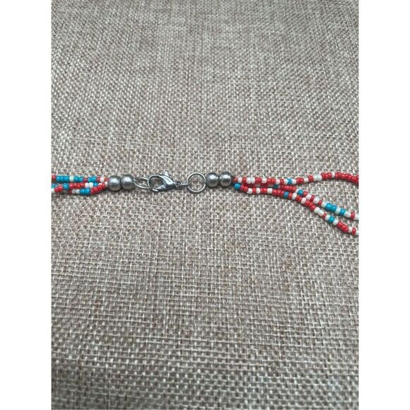 Multicolored 3 Strand Beaded Necklace Lobster Claw Clasp Southwestern Boho Chic - Picture 7 of 8